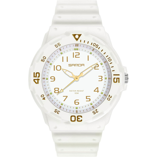 Klocka Herr Kvinna Klocka Luminous Analog Klockor Enkel Fritidsklocka Mode Resin Klocka 50m Vattentät Armbandsur Svart Grön A Dam White gold B The Lord