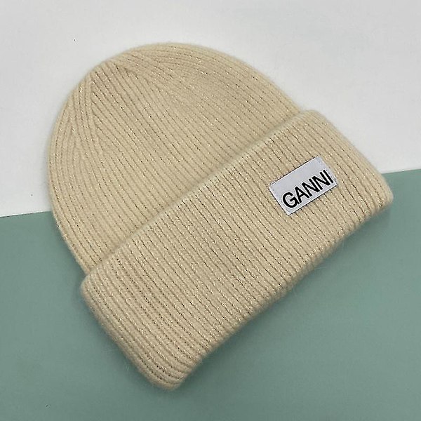 Stickad Herr Dam Ganni Vinter Varm Cap Manschettstickad Stretch Beanie Ha