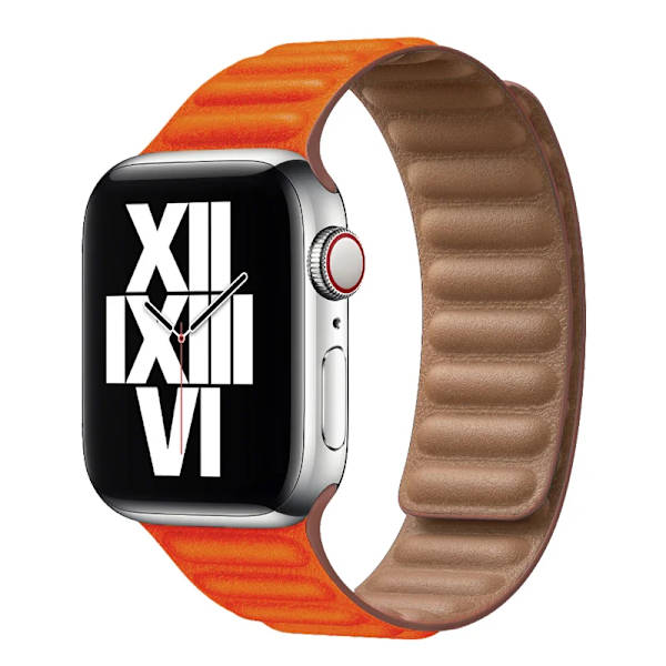 Nahkaremmi Apple Watch -kellolle 45mm 41mm 44mm 40mm Alkuperäinen Magneettinen Loop Link Ranneke iWatch Ultar2 49mm 9 8 7 6 SE 3 42mm Auringonlaskun väri