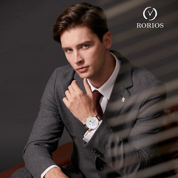 Monitoiminen miesten kello Business Analog Quartz Watch Urheilukronografi Rannekello 3ATM Valoisa kello, Whtie Brown a, L, Ranneke