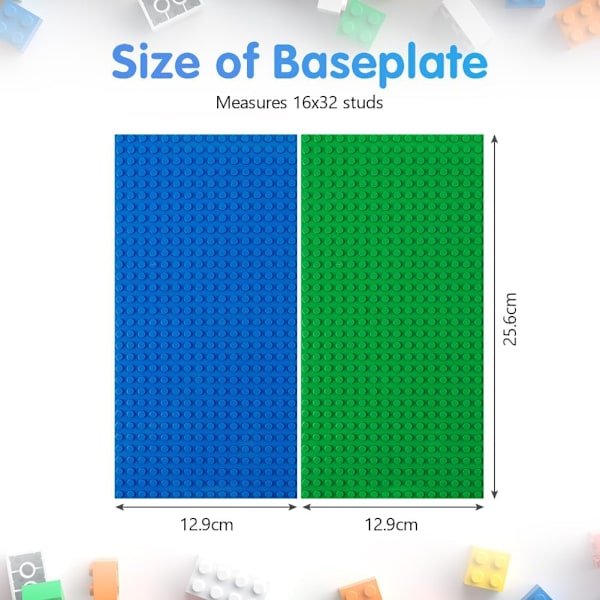 Klassiske baseplader, 6 stk byggeplade rektangulær, 16 x 32 cm byggeplade baseplade, baseplade kompatibel med alle større mærker 6 st rektangulär