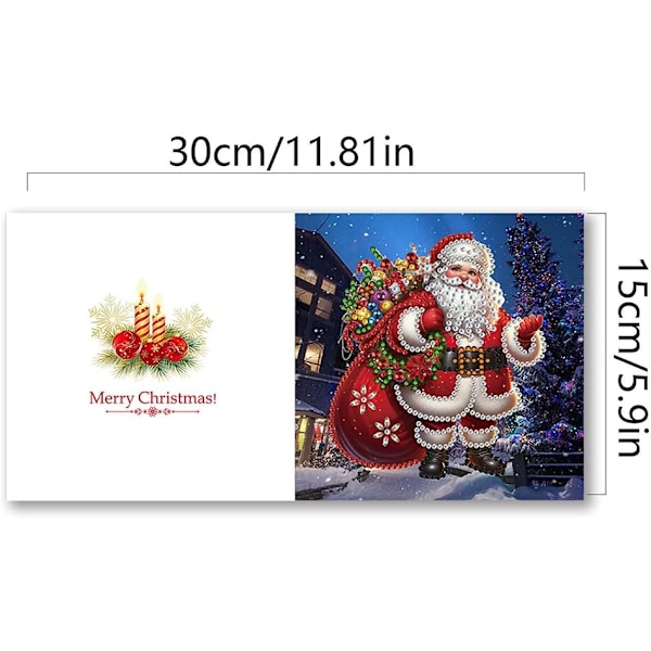 DIY Diamantkonst Julgranskort Kit, 12/8/6/4 Pack, Handgjorda Semesterkort HK049
