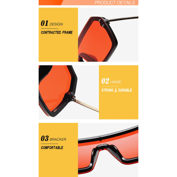 Oversized Shield Solglasögon Flat Top Gradient Lens Kantlösa Glasögon För Kvinnor Män