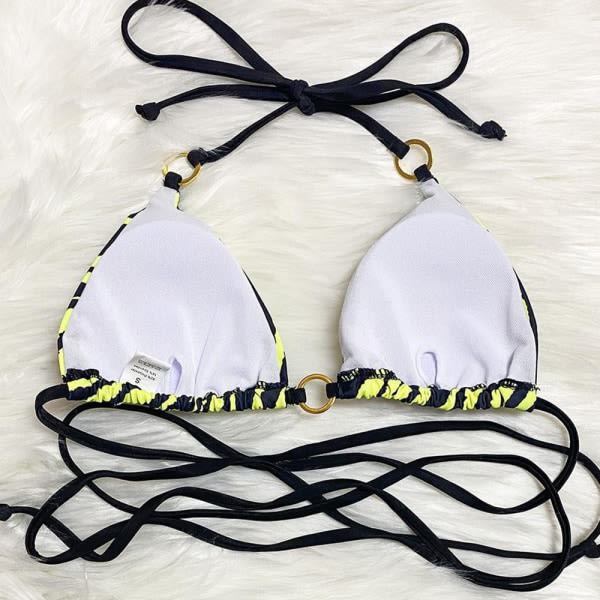 CQBB Kvinnors print Slips Sida Badkläder remmar Bikini Set L
