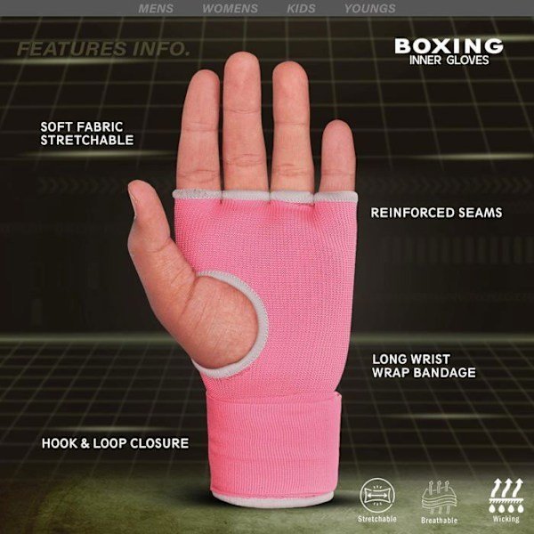 Bokse Underhandsker - Farabi Sports - ROSA - Åndbar Polyester - Gel Polstring - Unisex Rosa Rosa S / M