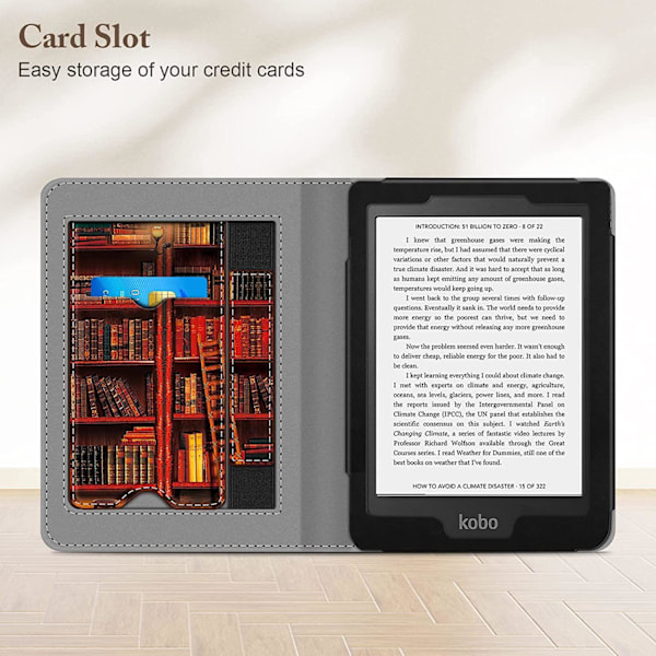 Fodral kompatibelt med Kobo Clara 2E 2022 6 tum - fodral med handledsrem, bibliotek
