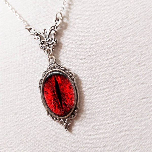 Vintage Goth röd kattöga hänge halsband Crystal nyckelbenskedja Dragon Eyes halsband för kvinnor vän mode smycken