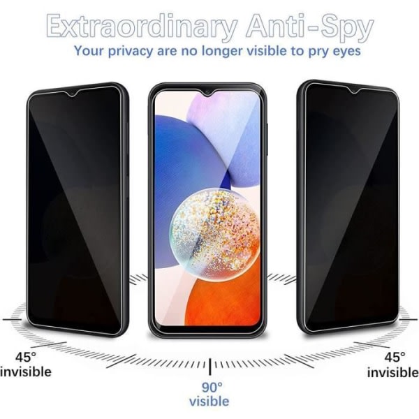 CQBB Lot-3 Anti-Spy härdat glas för Samsung Galaxy A14 4G-5G glasskydd