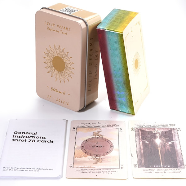 Lucid Dreams Nybegynner Tarot Del Toro Tarot i metallboks 78 kort Gilded Edge Guidebook Deck