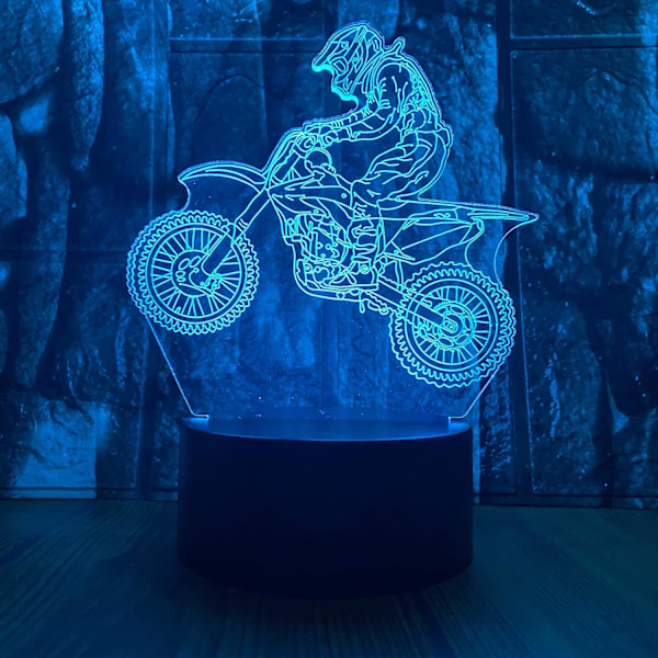 Motocross Cykel 3D LED Optisk Illusion Akryl Nattlampa m