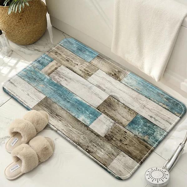 1. Hem Sovrum Ullmattan Kuvio Keittiö Liukumaton Lattiamatto Imeytyvä Anti-Likaa Koti Kylpyhuone Lattiamatto Sininen 40x60cm