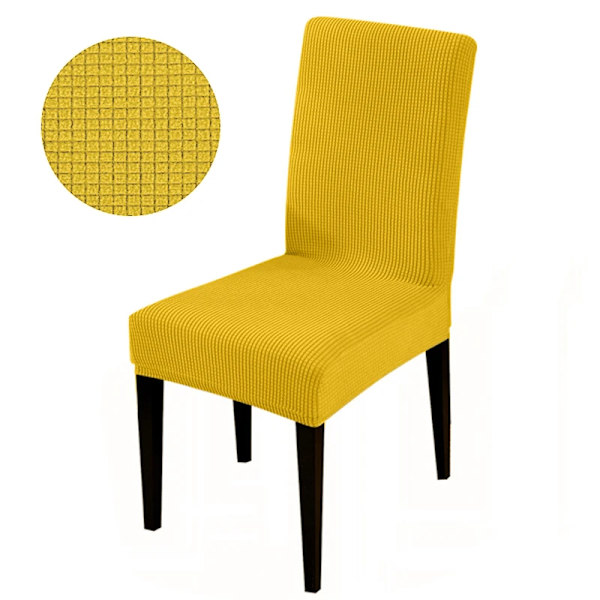 Elastisk cover Stretch sits överdrag Jacquard Spandex case för köksstol Säte Hem Hotell Bankett 4776-gul 1pc