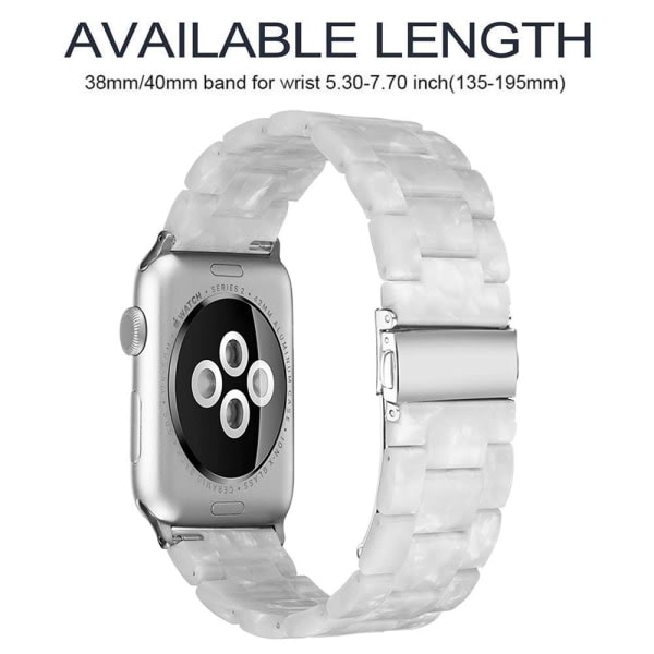 CQBB Kompatibel med Apple Watch armband 38-40 mm/42-44 mm Series 5/4/3/2/1, Slim Resin Armband -38-40 mm-Pärlvit