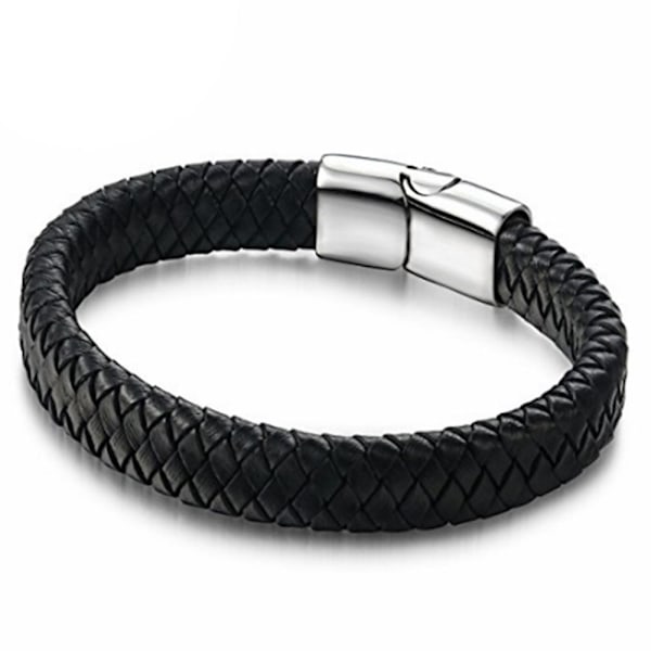 Bekvämt PU-Läder Unisex Armband Svart 21CM