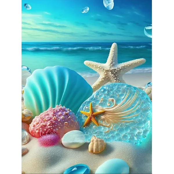 5D Diamantmaleri Fantasy Shell Seaside Broderi Mosaic Korssting Kit Jenter 'Soverom Hjem Dekorasjon Gi Tog W303 Full 20x30CM Rund