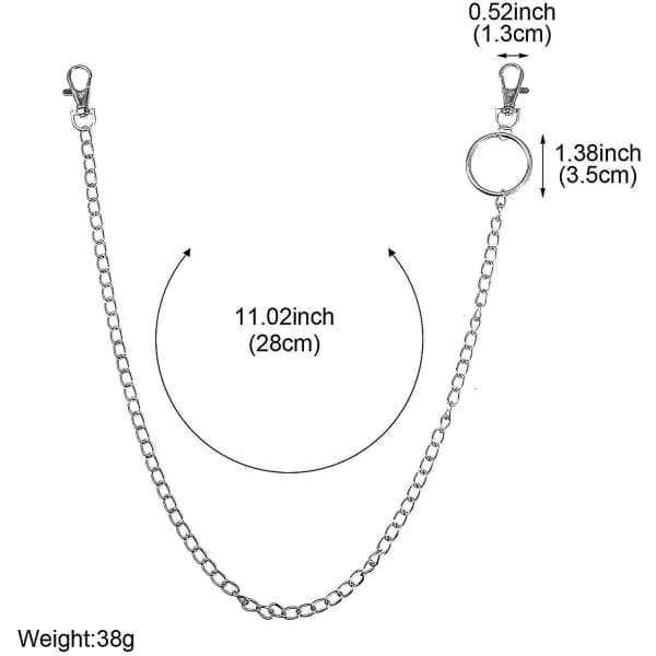 Piece Jeans Chains, Wallet Chain, Pocket Chain med bæltekæder Hip Hop Pants Chain