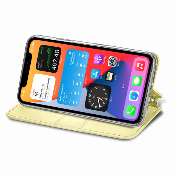 SQBB Case för Iphone 12 Pro plånboksmönster Etui Handytasche Coque präglat cover - guld null ingen