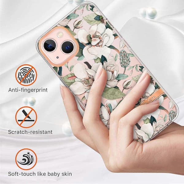 Til iPhone 13 Blomster og Planter Serie IMD TPU Mobil Case_max