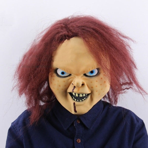 SQBB Halloween Latex Mask och hår Chucky Full Head Kostym Skrämmande