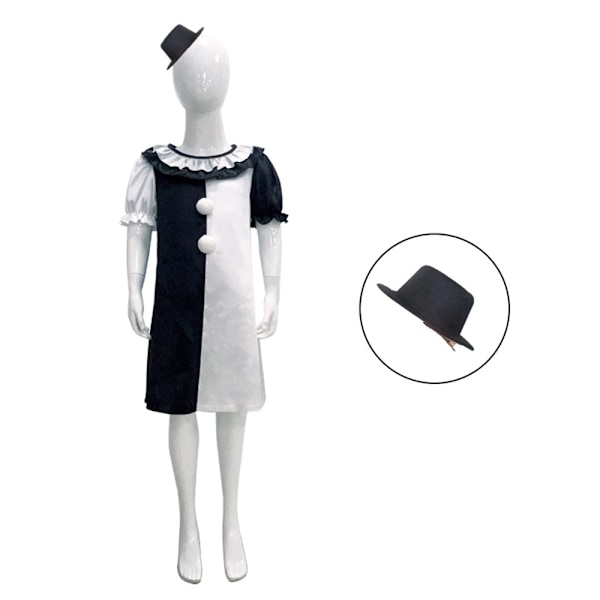 Litotail Killer Terrifier Klovni Haalari Mustavalkoinen Puku Body Fest Halloween Asu Vaatteet C C C 140cm