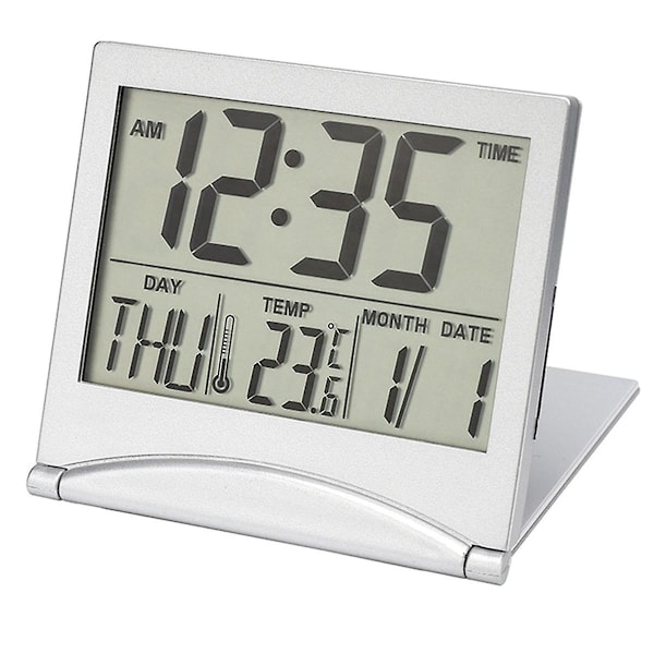 Digital resealarmklocka - Fällbar kalendertemperaturtimer Lcd-klocka Väderprognosklocka B