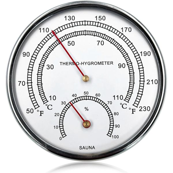 Bastutermometer Fahrenheit 4,9 tum 2 i 1 metallbastutermometer och hygrometer med hängande hål fickbar termometer för rumsbastu Tillbehör utomhusliv