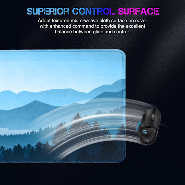 Musematte (80,01 × 29,97 × 30,48 cm) Gaming-musematte, forlenget musematte, anti-frayssydde kanter, sklisikker gummibase, vaskbar tastaturmatte