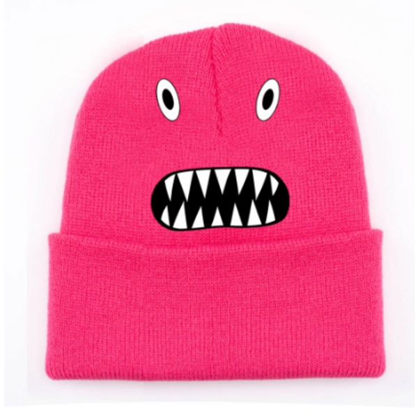 Rainbow Friends Stickad Mössa Tryckt Hatt Barn Vinterpresent Dark Pink