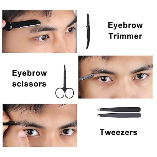 Ögonbrynskit, 5 i 1 ögonbrynspincett, professionellt set innehåller ögonbrynshyvel i rostfritt stål Ögonbrynsborste Ögonbrynssax med