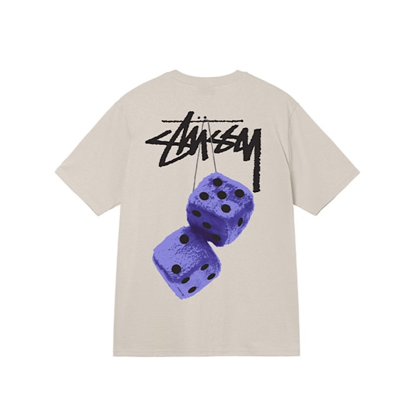 Unisex 2024 Stussy Fuzzy Dice T-shirt Andningsbar T-shirt Toppar Beige Beige