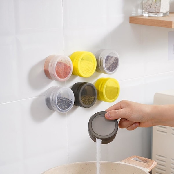 Magnetiske Krydderierkrukker, Krydderiopbevaringsboks med Transparent Låg, Gul 8 stk yellow 8 pcs
