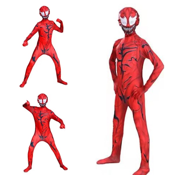 Barn Pojkar Röd Venom Cosplay Jumpsuit Halloween Kostym 6-7 Years