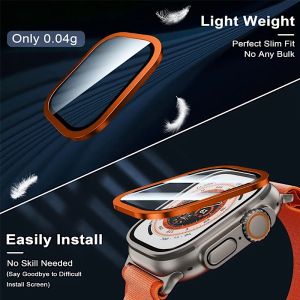 9H Hærdet Glas Titanram Til Apple Watch Ultra 2/1 Skærmbeskytter 49Mm Let Beskyttelse Til Iwatt Ultrach Ultraname 2PCS Sort til 49MM ultra