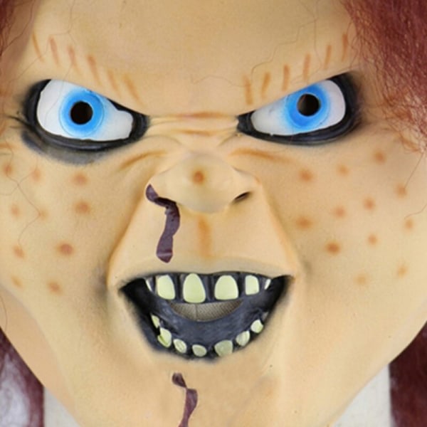 SQBB Halloween Latex Mask och hår Chucky Full Head Kostym Skrämmande