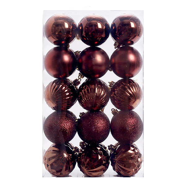 6cm julgransprydnader 30 st Liten splittersäker Kaffe färg Coffee color