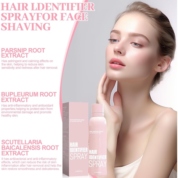 Hårdetekteringsspray til Dermaplaning, Ansigtshårsidentifikationsspray (3 stk) 3 pieces