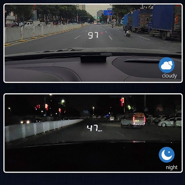 Bil OBD2 HUD Head Up Display Vindruta Projektor Flerfunktionsmätare Larm Trötthet Körpåminnelse