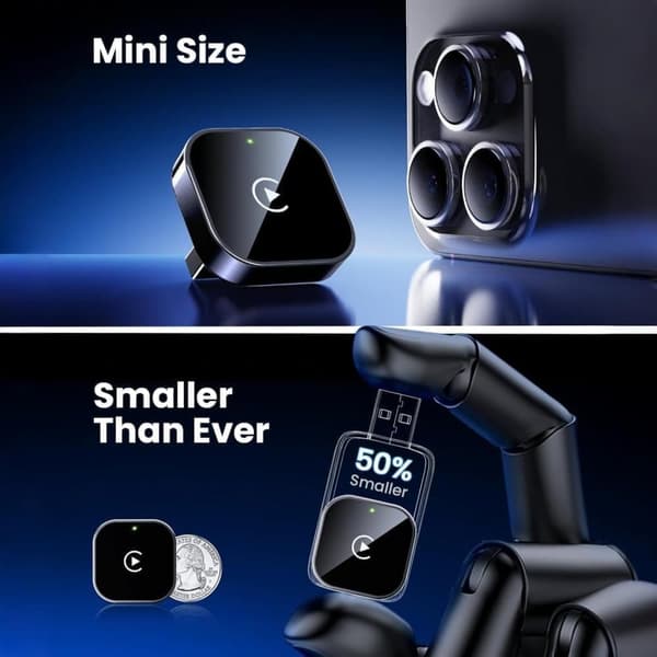Mini trådløs CarPlay- og Android Auto-adapter, Plug & Play trådløs CarPlay-adapter