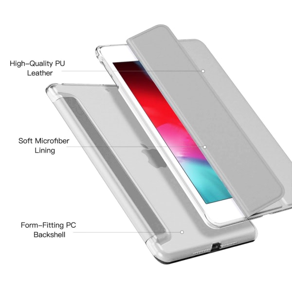 CQBB Smart Case kompatibel med iPad Air 3 10,5", genomskinligt magnetiskt case med matt baksida med Auto Sleep/Wake-silver