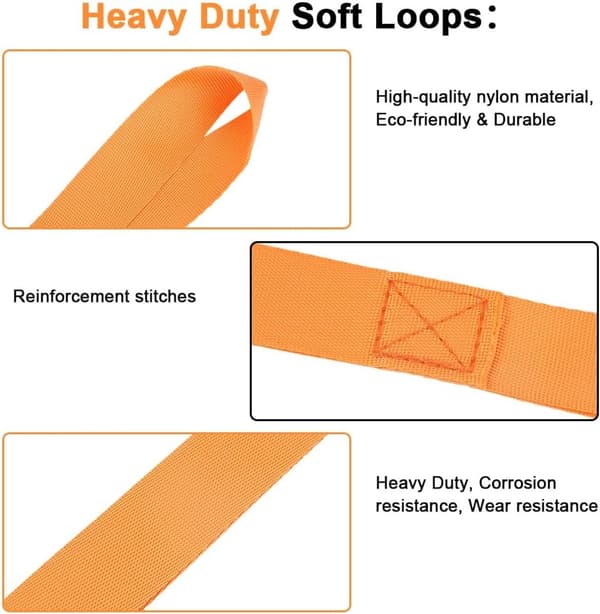 Nylon surringsstropper - 2,5 cm x 30 cm - bæreevne 500 kg - nylon fastgørelsesstrop (10 stk sort + orange)