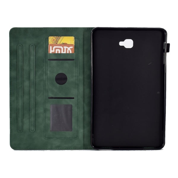 SQBB För Samsung Galaxy Tab A 10.1 (2016) T580 Tower Bike Butterfly Pattern Printed Microfiber Läder Tablet Fodral Vikbar Stand Case P Green