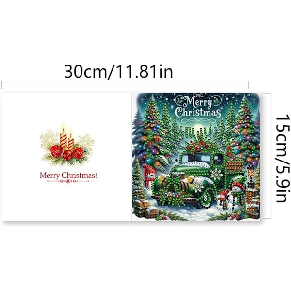 12/8/6/4-pack Diamantkonst Julgranskortsats, DIY Handgjorda Kristallkonstkort HK059
