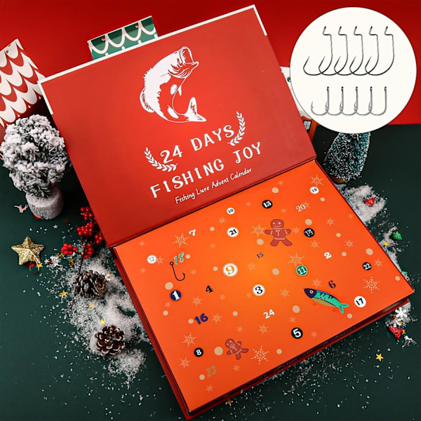 Fiskebete Adventkalender 2024 - 24-dagars Julnedräkning, Fiskegåva för Män 780A