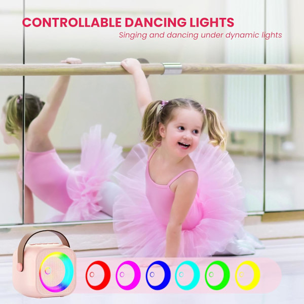 Mini Karaoke-laite lapsille ja aikuisille - Kannettava Bluetooth-kaiutin mikrofonilla Pinkcolor 1 Mic