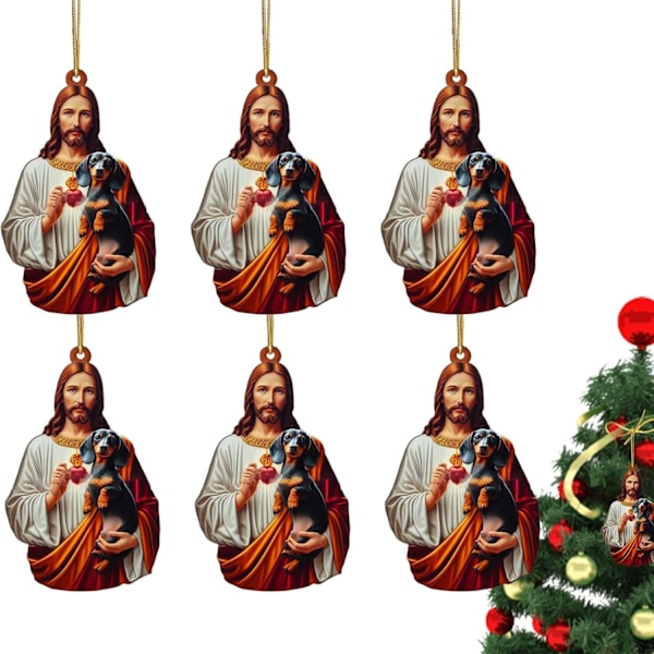 Set med 6 Akryl Julgranspynt, Unika Semesterdekorationer för Trädet C