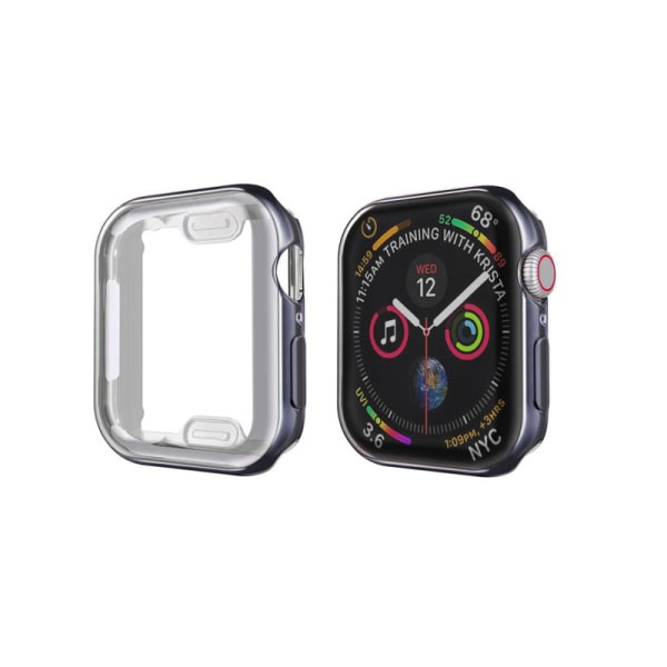 SQBB Case kompatibel med Apple i Watch Series 1/2/3/4/37 med inbyggt skärmskydd av härdat glas - Runt hårt PC- case (Space Grey) 38 mm