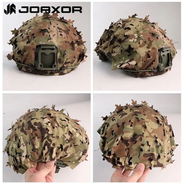 Taktisk täckning Andningsbart Mesh Camo Camouflage Cover Perfekt för taktisk militär utrustning, stridshjälm Leaf style FG