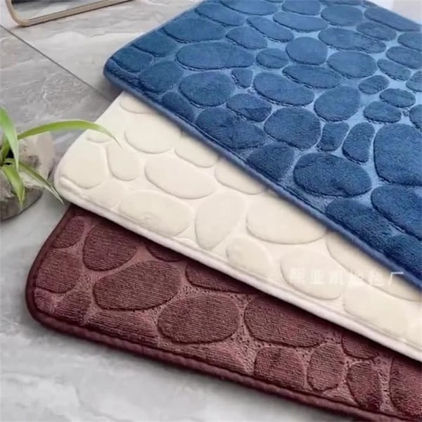 Halkfria mattor Kullerstenspräglade badrum Badkar i handfat Badkar Sidogolv Matta Duschrum Dörrmatta Memory Foam Matta khaki 40X60cm