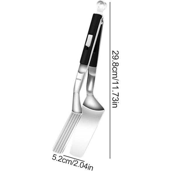 Justerbare BBQ-tang, Varmebestandig Matklemme, Utekokingverktøy, Matserveringstang Black