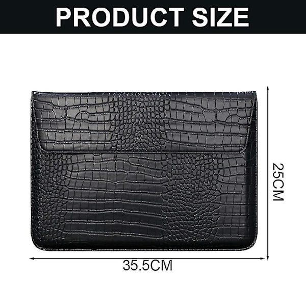 Krokodillemønstret Kunstlæder Flap Style Taske, 13 tommer Laptop Stand Sleeve Case, Laptop Beskyttelsesetui - Yvan sort black 13
